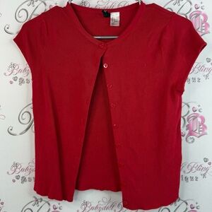 Divided cardigan, T-shirt, bright Red Short Sleeve Button Down Shirt